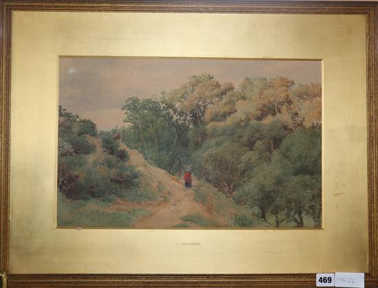 Charles Grant Davidson (1820-1902), watercolour, Woman on a woodland path, signed and dated 1893,